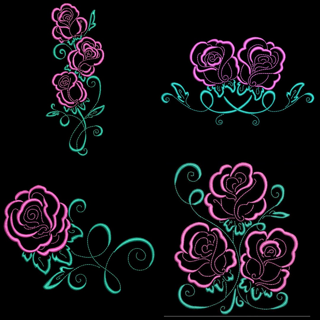 QUICK STITCH ROSES (4inch) - 10 Machine Embroidery Designs Instant ...