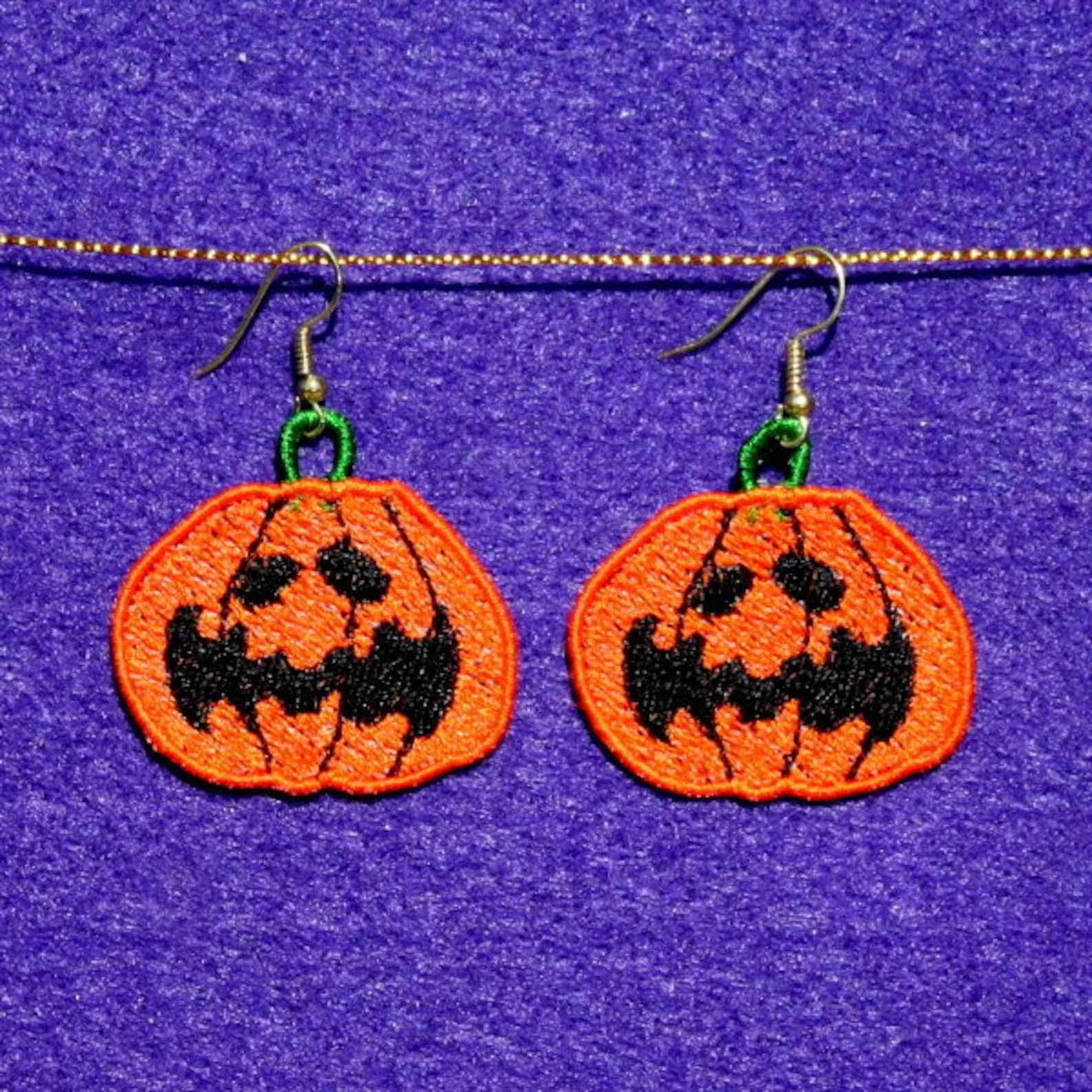 Fsl scary pumpkin earrings 15inch free standing lace 10  etsy Fsl scary pumpkin earrings 15inch free standing lace 10  etsy
