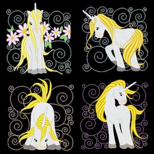 LIL UNICORN BLOCKS (4inch) - 10 Machine Embroidery Designs Instant Download 4x4 hoop (AzEB)