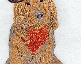 BLOODHOUND In COWBOY HAT - Machine Embroidered Quilt Blocks (AzEB)