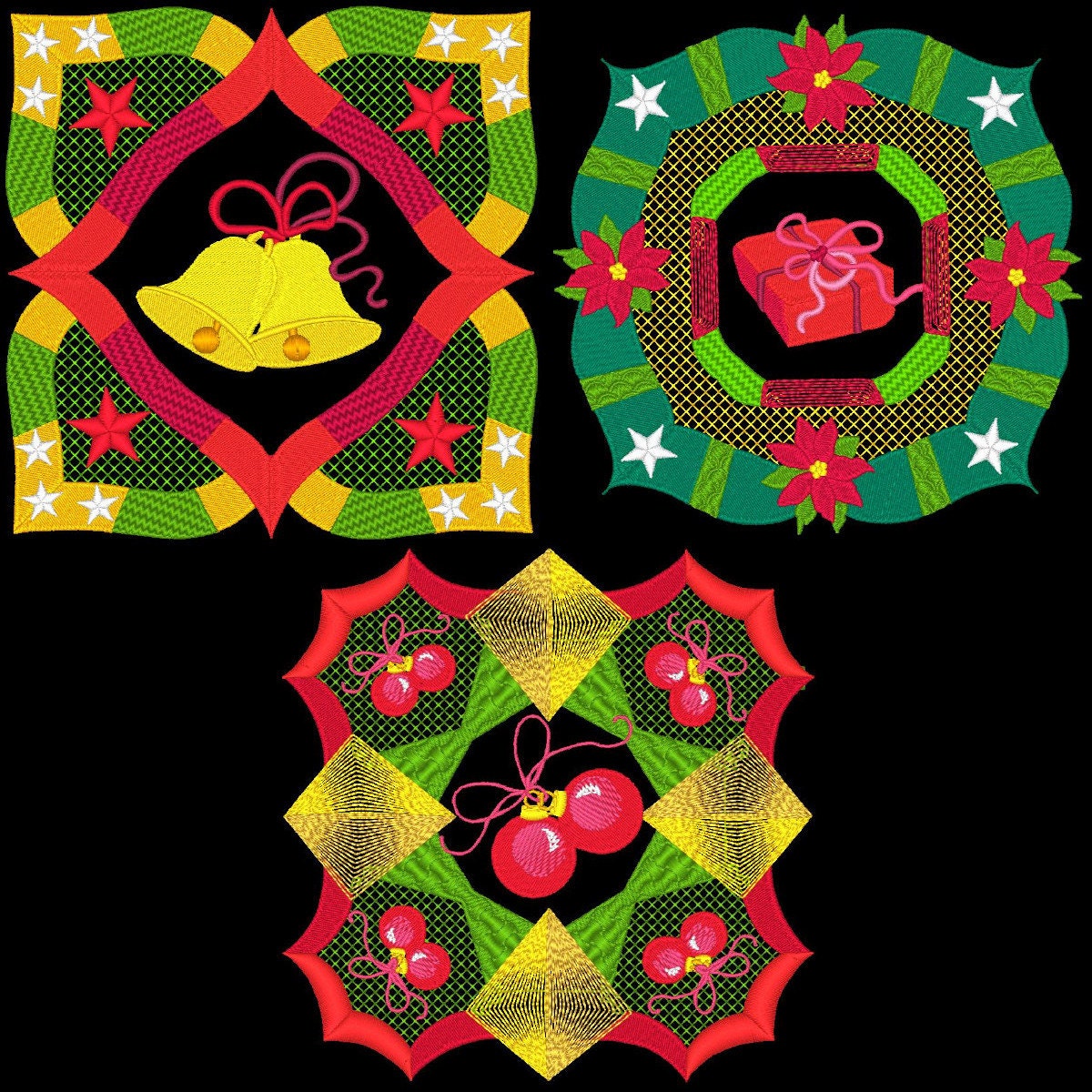 ハンドメイド　6点 CHRISTMAS BLOCKS (6inch) - 10 Machine Embroidery Designs