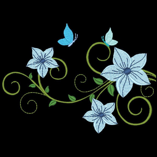 FANCY FLOWERS #3- 1 Machine Embroidery Design Instant Download 4x4 5x5 6x6 hoop (AzEB)
