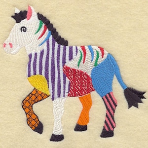PATCHWORK ZEBRA- Machine Embroidered Quilt Block (AzEB)