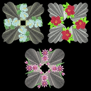 FLOWER SWIRLS  (6INCH)- 10 Machine Embroidery Designs Instant Download 6X6 hoop (AzEB)