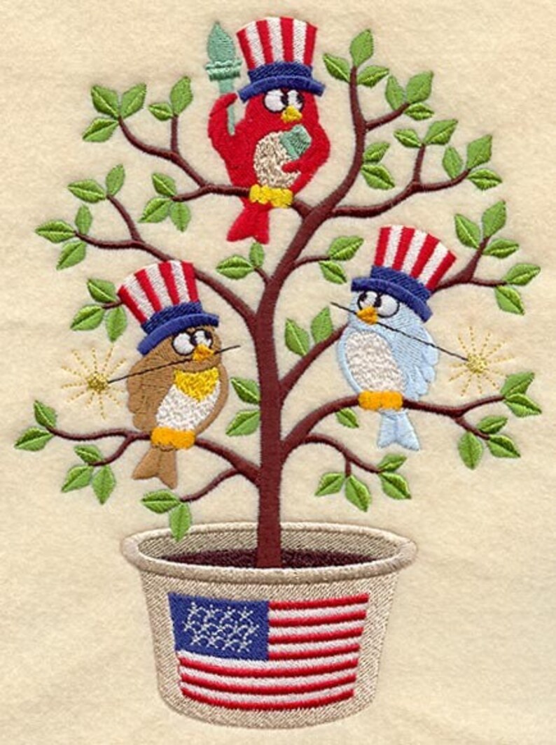 PATRIOTIC TWEET Machine Embroidery Quilt Blocks AZEB image 1