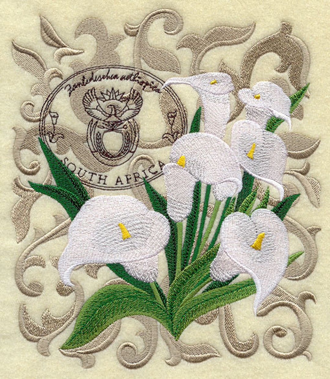 CALLA LILIES From South Africa Machine Embroidered Quilt Block azeb Etsy