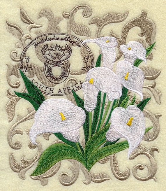 CALLA LILIES de Sudáfrica Bloque de edredón bordado a máquina - Etsy México CALLA LILIES de Sudáfrica Bloque de edredón bordado a máquina - Etsy México