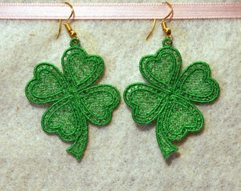 FSL ST. PATRICK Earrings (2 inch) - 10 Machine Embroidery Designs Instant Download 4x4 hoop (AzEB)