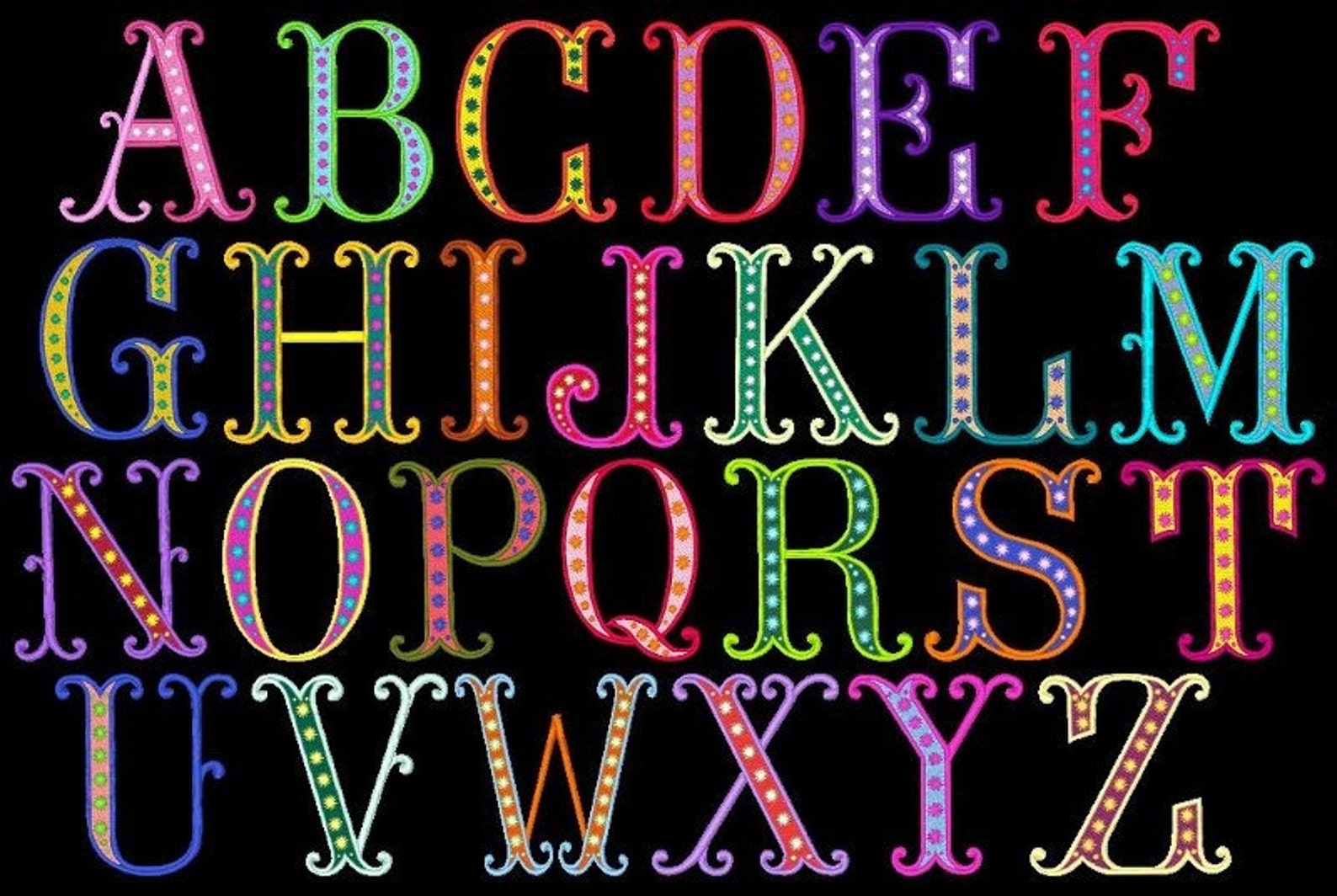 VEGAS 78 Machine Embroidery Font Designs Instant Download | Etsy