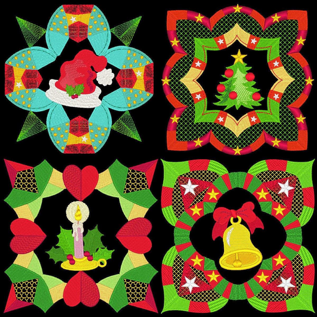 CHRISTMAS BLOCKS (6inch) - 10 Machine Embroidery Designs