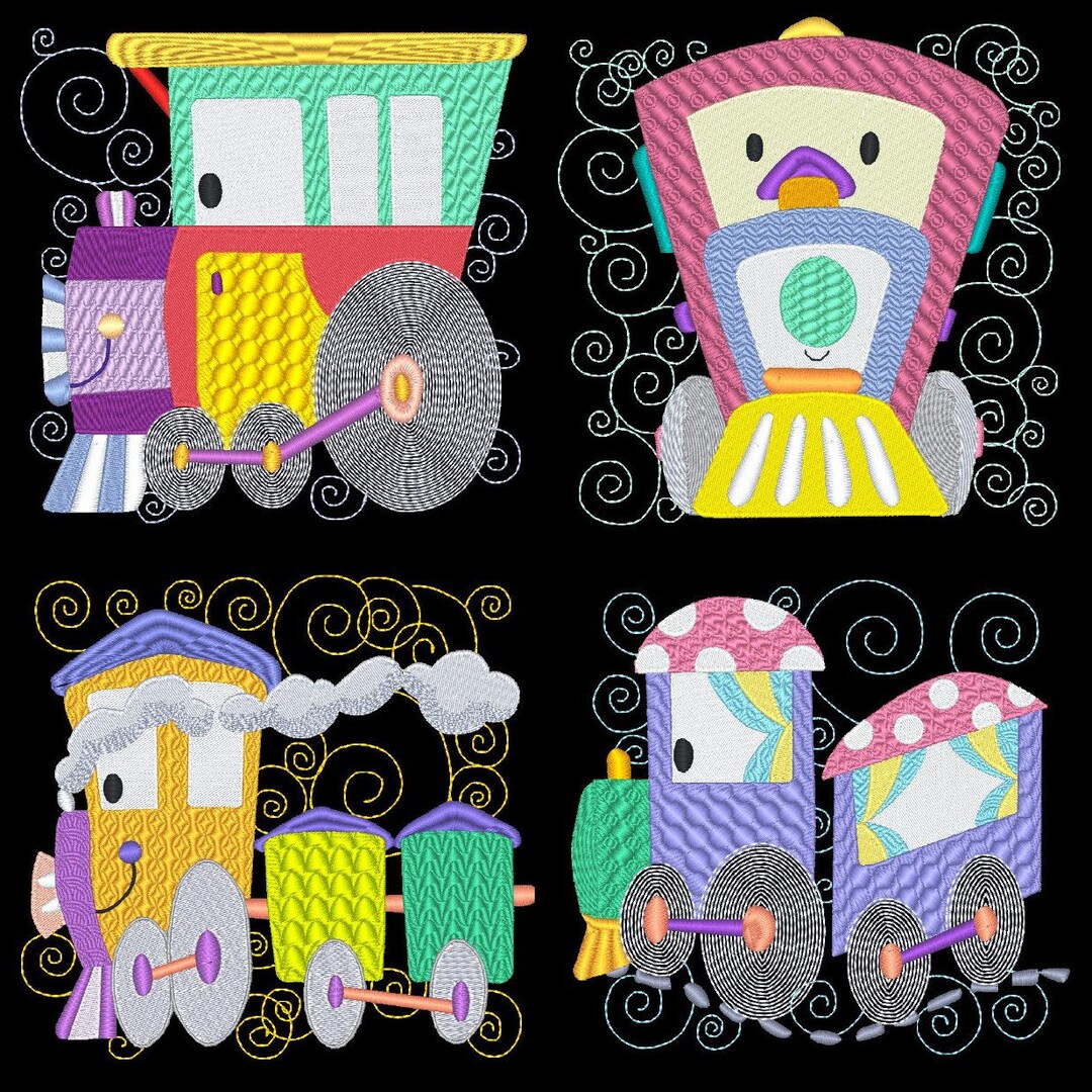 Machine Embroidery Steam Engine Eatsy LIL ENGINES BLOCKS 1 (4inch)- 10 Machine Embroidery Designs Instant ...