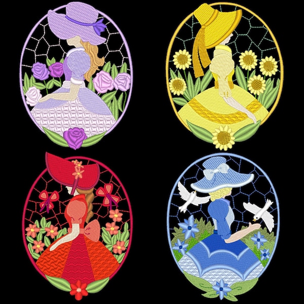 CAPELINE fleur ovales (4 pouces) - 10 Machine Embroidery Designs Téléchargement instantané 4 x 4 cerceau (Sarah)