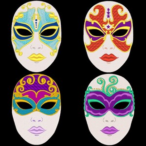FANTASY CARNIVAL MASKS (5inch) - 12 Machine Embroidery Designs Instant Download 5x5 hoop (AzEB)