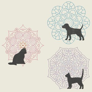 MANDALAS Y MASCOTAS (tamaño de 6 pulgadas) Pack- 10 Diseños de bordado de máquinas Descarga instantánea 6x6 aro (AzEB)