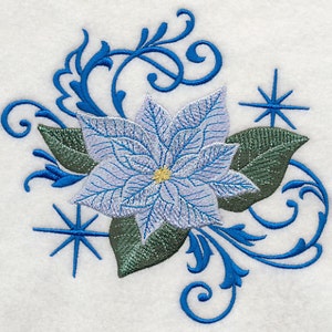 BLUE CHRISTMAS POINSETTIA and Echo- - Machine Embroidered Quilt Blocks (AzEB)