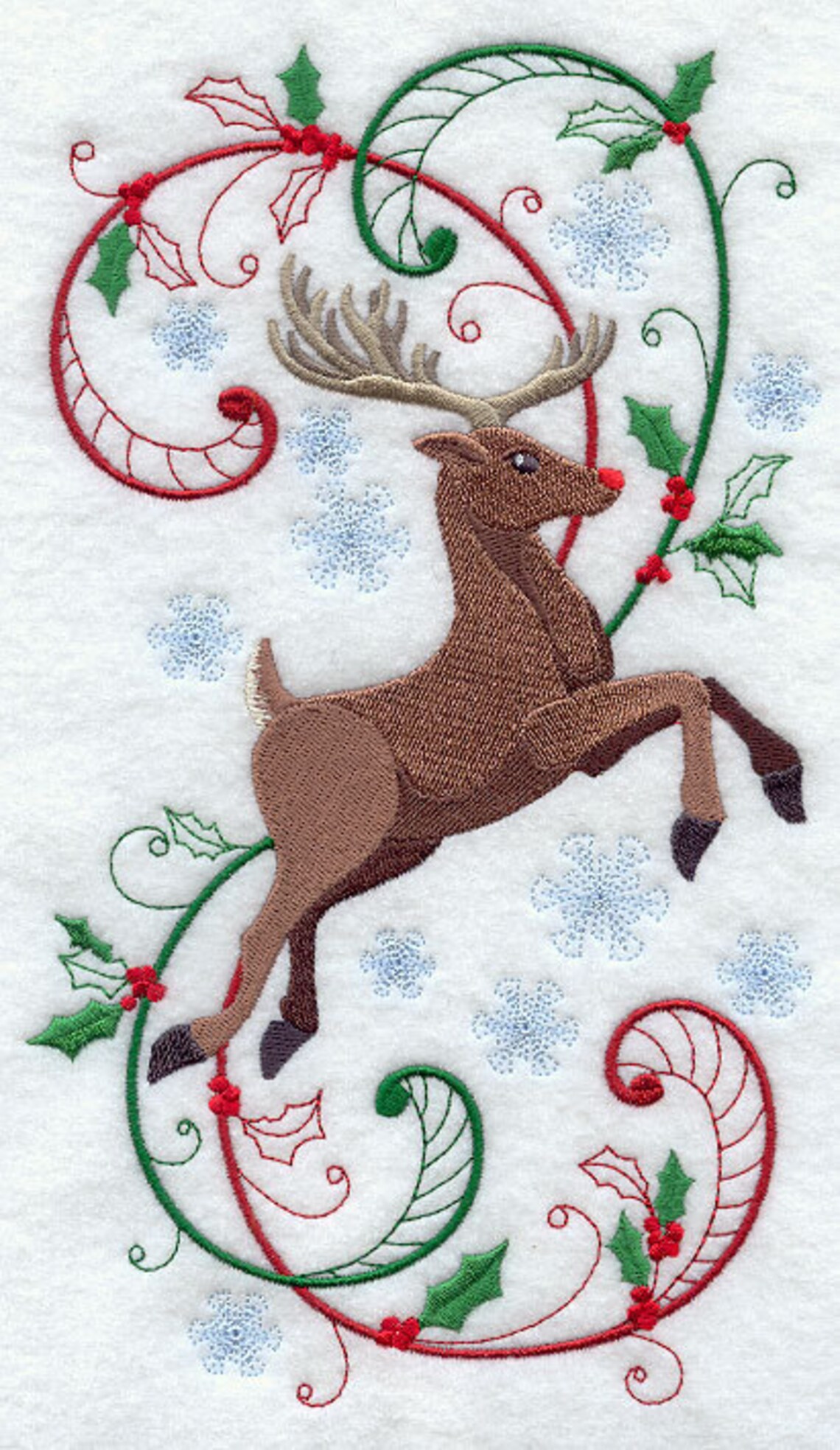 ENCHANTED CHRISTMAS RUDOLPH Machine Embroidered Quilt Block Etsy