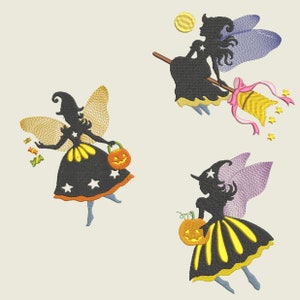 HALLOWEEN FAIRIES (6inch) - 10 Machine Embroidery Designs Instant Download 6x6 hoop (AzEB)