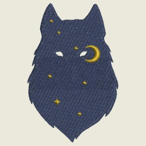 LOUP DE NUIT #2- 1 Machine Embroidery Design Instant Download 4x4 hoop (AzEB)