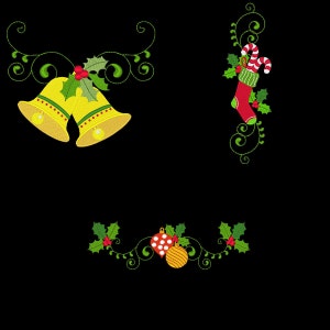 CURLY CHRISTMAS BORDERS & Corners 4inch 10 Machine Embroidery Designs Instant Download 4x4 hoop AzEB image 3