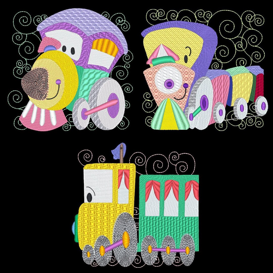 Machine Embroidery Steam Engine Eatsy LIL ENGINES BLOCKS 1 (5inch) - 10 Machine Embroidery Designs Instant ...