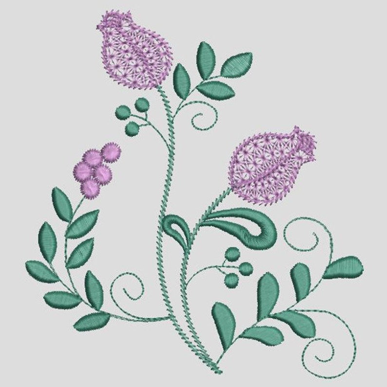 PRETTY FLOWER BUDS 4inch 10 Machine Embroidery Designs Etsy