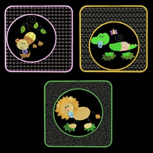 STICKY BABY ANIMAL Blocks (6inch) - 10 Machine Embroidery Designs Instant Download 6x6 hoop (AzEB)