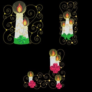 CURLY CANDLES 4inch 10 Machine Embroidery Designs Instant Download 4x4 hoop AzEB image 2