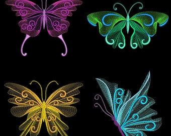 CURLY FLUTTERS (4inch) - 10 Machine Embroidery Designs Instant Download 4x4 hoop (AzEB)