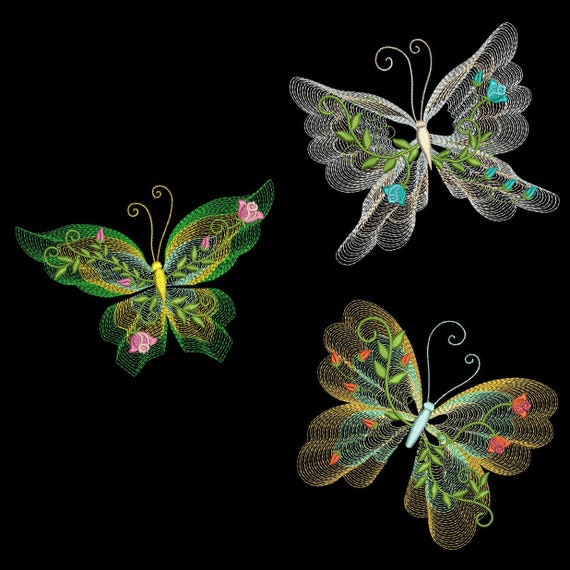 FLUTTERBY LUV 3 4 Inch Size Pack 10 Machine Embroidery Designs Instant  Download 4x4 Hoop azeb 
