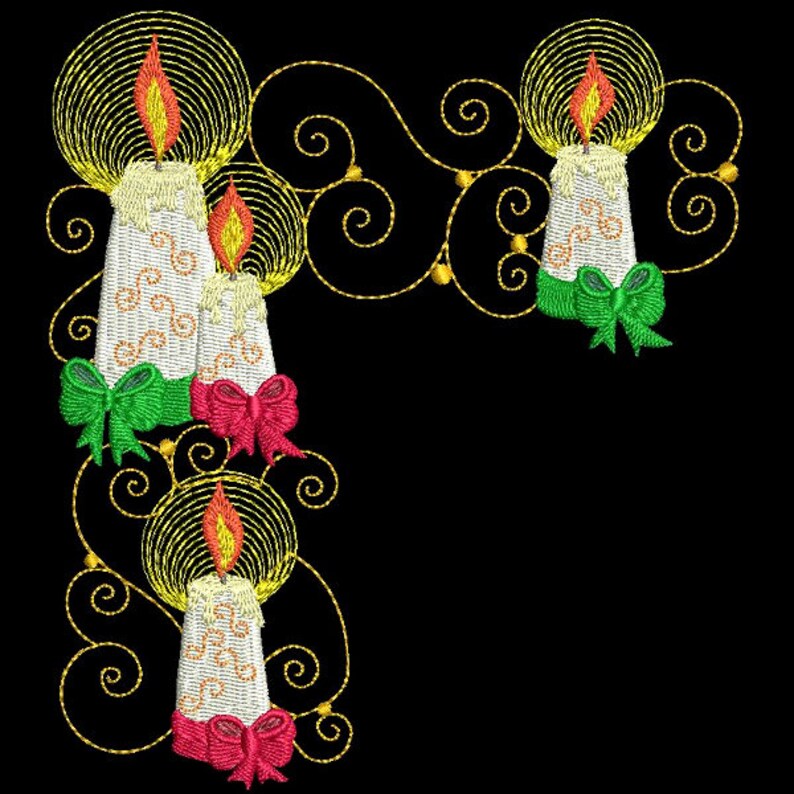 CURLY CANDLES 4inch 10 Machine Embroidery Designs Instant Download 4x4 hoop AzEB image 6