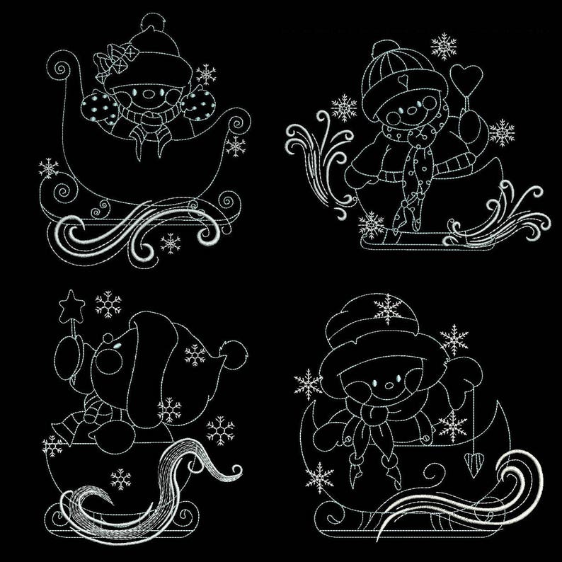 Bluework snowman sleds 6 inch 10 machine embroidery designs  etsy Bluework snowman sleds 6 inch 10 machine embroidery designs  etsy