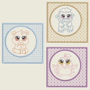 BABY ANIMAL BLOCKS (5inch) - 10 Machine Embroidery Designs Instant Download 5x5 hoop (AzEB)