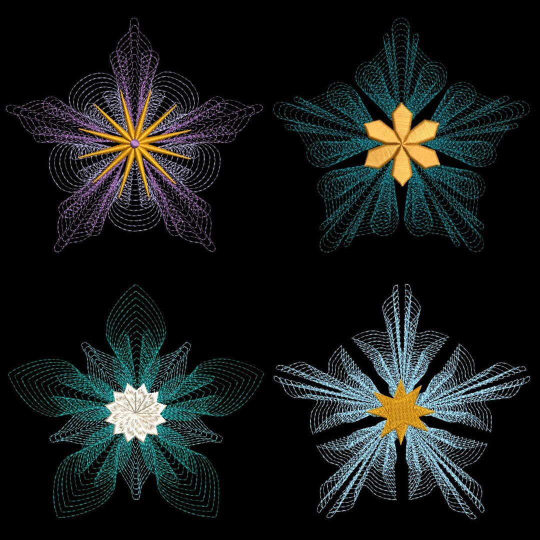 Embroderd Ripple Design RIPPLE STARS (5inch) - 12 Machine Embroidery Designs Instant Download ...