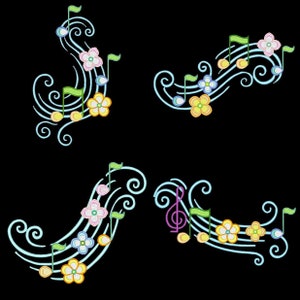 HIGH NOTES (4inch) - 10 Machine Embroidery Designs Instant Download 4x4 hoop (AzEB)