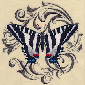 Baroque Butterflies - ZEBRA SWALLOWTAIL - Machine Embroidery Quilt Blocks (AzEB)