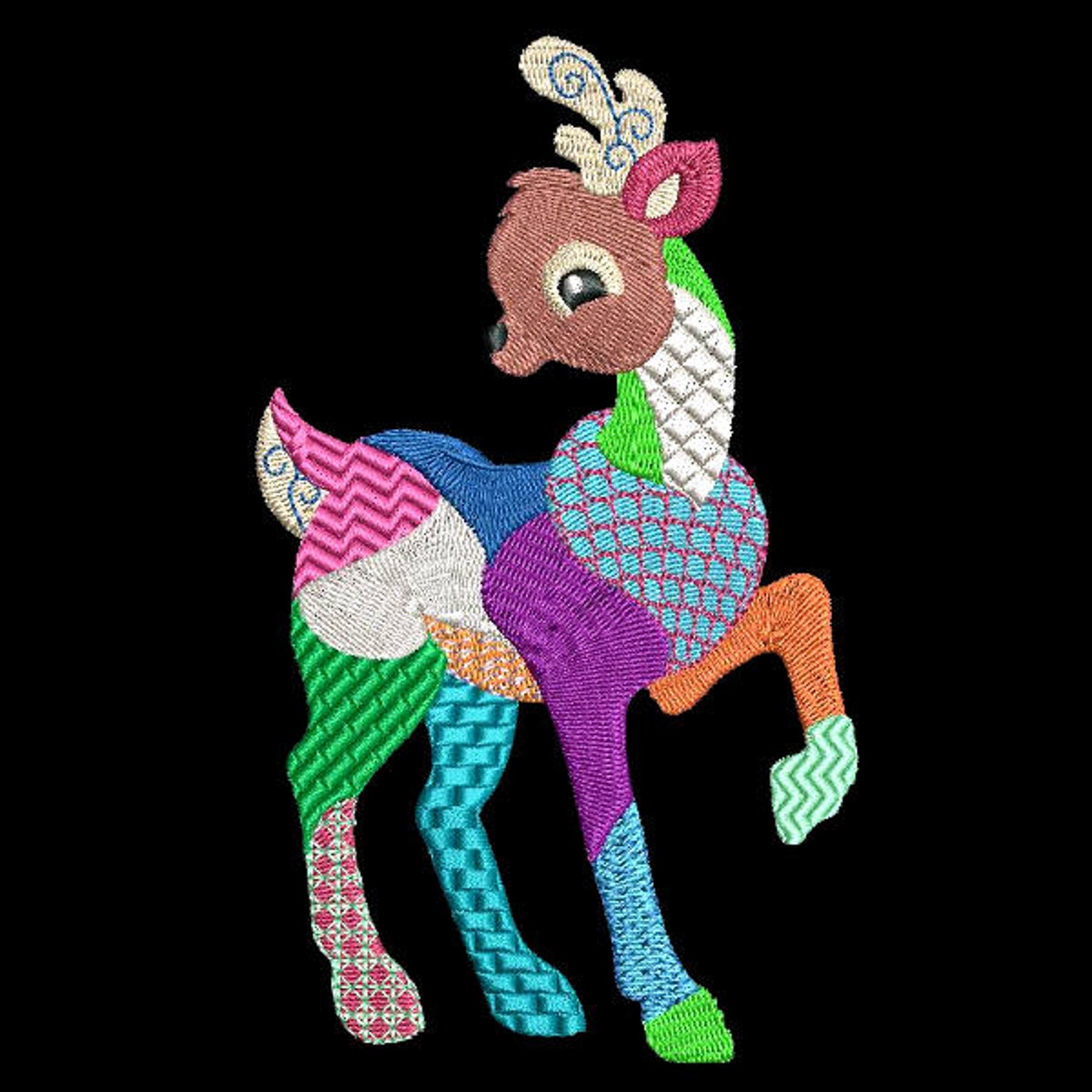 PATCHWORK REINDEER 6inch 10 Machine Embroidery Designs Etsy