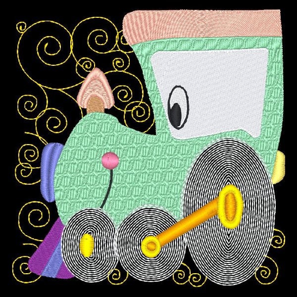 Machine Embroidery Steam Engine Eatsy LIL ENGINES BLOCKS 1 5inch 10 Machine Embroidery Designs | Etsy