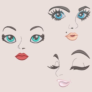 FABULOUS FACES (6inch) - 10 Machine Embroidery Designs Instant Download 6x6 hoop (AzEB)