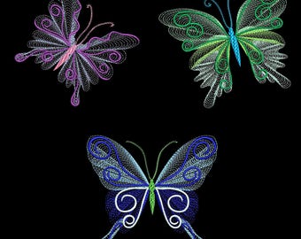 CURLY FLUTTERS (6inch) - 10 Machine Embroidery Designs Instant Download 6x6 hoop (AzEB)