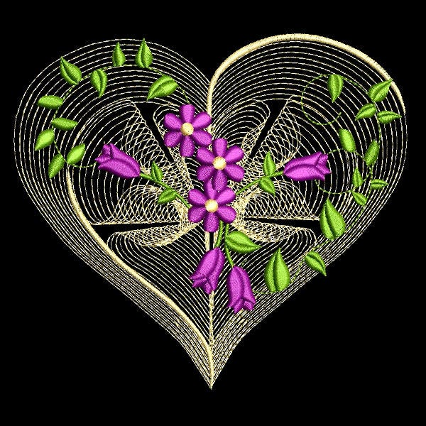 HEARTS OF LOVE (5 Inch Size) - 10 Machine Embroidery Design