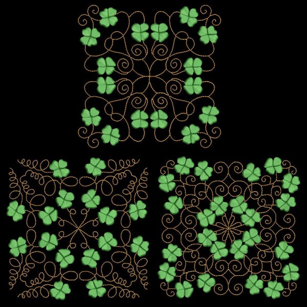 SHAMROCK QUILT BLOCKS (5inch) - 10 Machine Embroidery Designs Instant Download 5x5 hoop (AzEB)