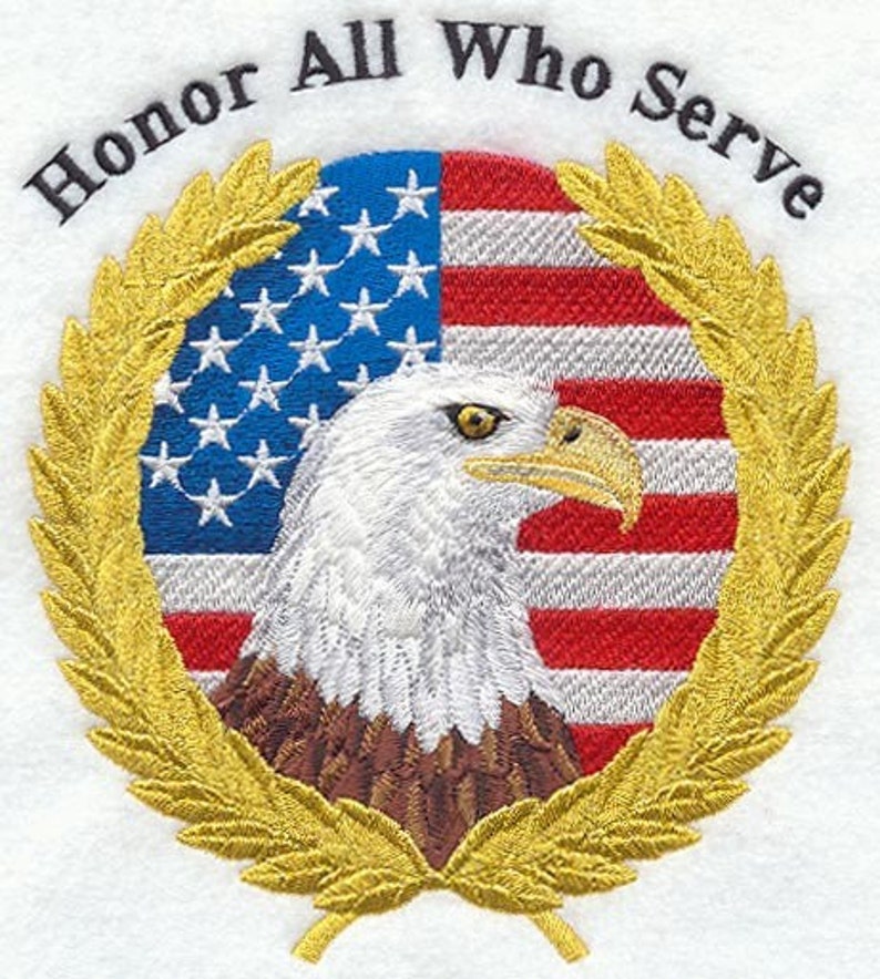 HONOR All WHO SERVE Machine Embroidery Quilt Block AzEB image 1