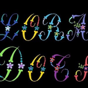 FLORAL DOTS - 52 Machine Embroidery Font Designs Instant Download 4x4 5x7 6x10 hoop (AzEB)