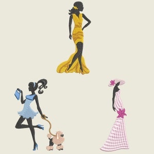 FASHIONISTA GIRLS SILHOUETTES (5inch) - 10 Machine Embroidery Designs Instant Download 5x5 hoop (AzEB)