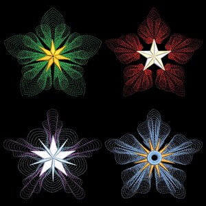 RIPPLE STARS (4inch) - 12 Machine Embroidery Designs Instant Download 4X4 hoop (AzEB)