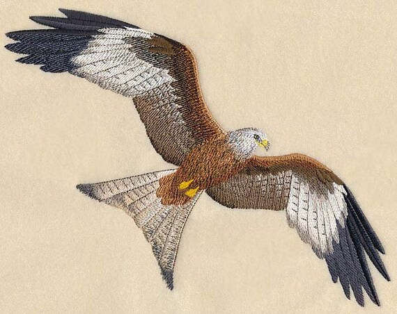 Flying Red Kite Hand-Embroidered Brooch Pin Flying Red Kite Hand-Embroidered Brooch Pin