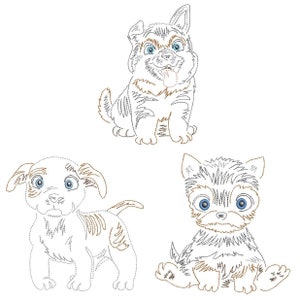 CUTE PUPPIES 1 (5inch) - 10 Maschine Stickerei Designs Sofortiger Download 5 x 5 Reifen (AzEB)