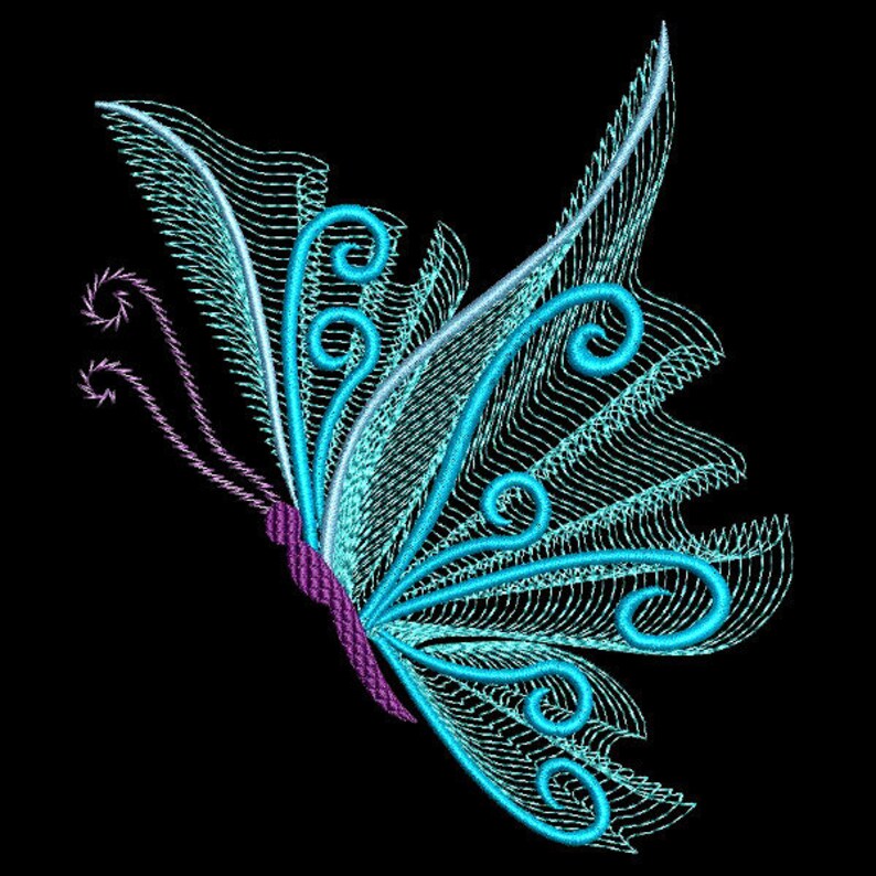 AzEB CURLY FLUTTERS 4inch - 10 Machine Embroidery Designs Instant Download 4x4 hoop