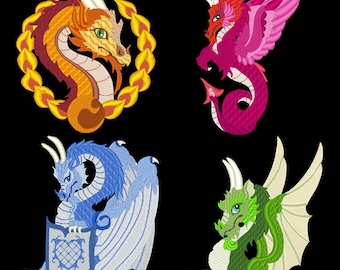 DRAGONS REIGN (4inch) - 10 Machine Embroidery Designs Instant Download 4x4 hoop (AzEB)