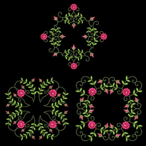 SIMPLE ROSE QUILT Blocks (5inch) - 10 Machine Embroidery Designs Instant Download 5x5 hoop (AzEB)